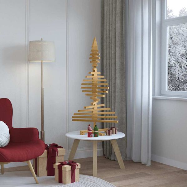 vidaXL Wooden Christmas Tree with Stand Brown 47.2" Solid pine wood
