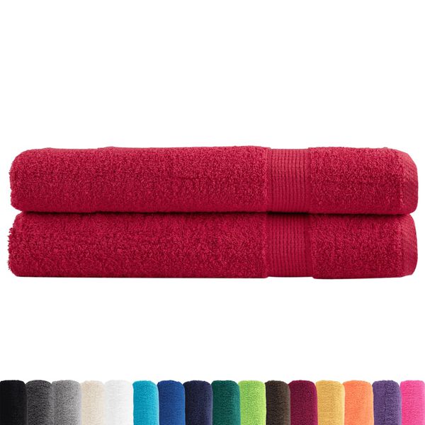 vidaXL Sauna Towel Set of 2 Red 100% cotton Large Sauna Towel