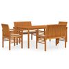 vidaXL Outdoor Dining Set Brown, Cream Solid acacia wood Large