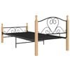 vidaXL Bed Frame Black and natural Powder-coated metal, solid oak wood