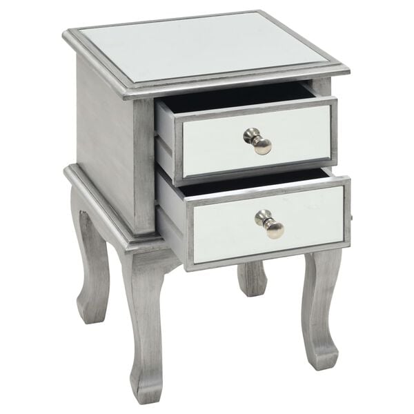 vidaXL Mirrored Nightstand Silver Mirrored glass, MDF Compact