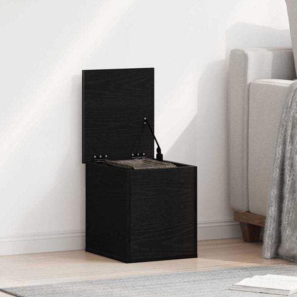 vidaXL Storage Box Black Oak 11.81 x 13.78 x 13.78 in Engineered Wood