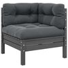 vidaXL 3 Piece Patio Lounge Set with Cushions Gray Solid Pinewood