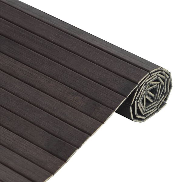 vidaXL Rug Dark Brown Bamboo, Polypropylene 23.6 x 196.9 in Non-slip