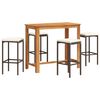 vidaXL Garden Bar Set Brown, Cream White
