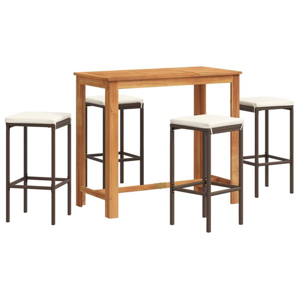 vidaXL Garden Bar Set Brown, Cream White