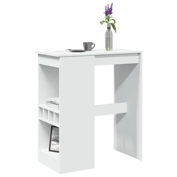 vidaXL Bar Table White Engineered wood Tall Bar Table Rectangular