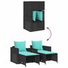 vidaXL 5 Piece Patio Sofa Set with Cushions Stackable Black Poly Rattan