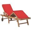 vidaXL Sunlounger Set of 2 Red Solid Teak Wood Standard