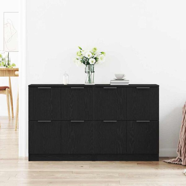 vidaXL Sideboard Black oak 180 x 30 x 70 cm Engineered wood