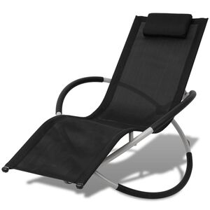 vidaXL Sun Lounger Black and Grey Galvanized steel, Textilene fabric