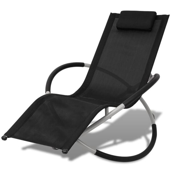 vidaXL Sun Lounger Black and Grey Galvanized steel, Textilene fabric