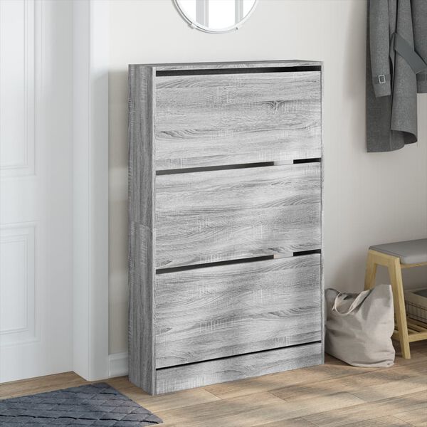 vidaXL Shoe Cabinet Grey Sonoma Engineered Wood 31.5 x 8.3 x 49.4 in