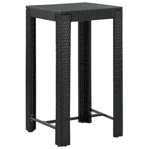 vidaXL Bar Table Black PE rattan, Powder-Coated Steel Counter Height