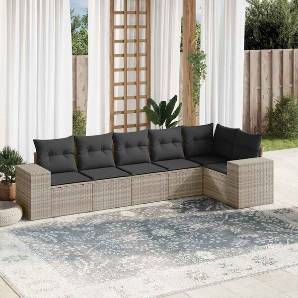 vidaXL Garden Sofa Set Light grey, Dark grey PE rattan, Powder-coated steel