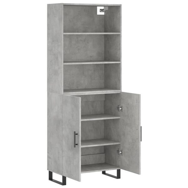 vidaXL Highboard Concrete grey Engineered wood, metal 27.4x13.4x70.9 in