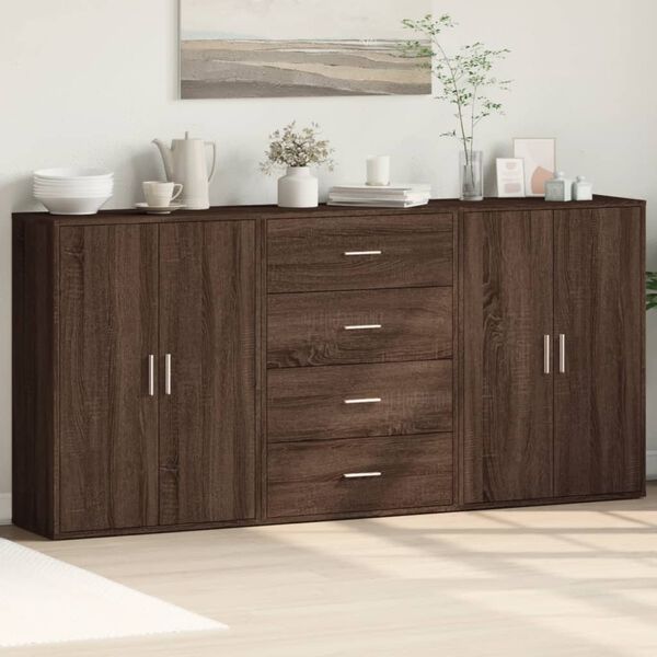 vidaXL Sideboard Brown Oak Engineered Wood Medium Storage Sideboard
