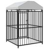 vidaXL Dog Kennel Black Steel, fabric (100% polyethylene)
