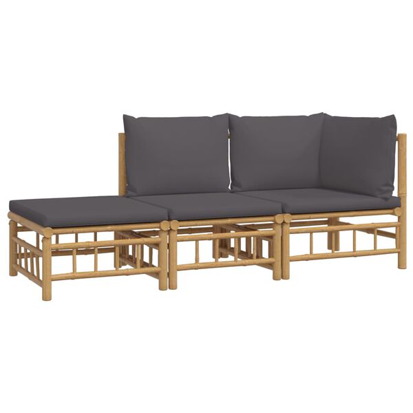 vidaXL Garden Lounge Set Dark Grey Bamboo, Polyester