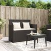 vidaXL Garden Bench Black Poly Rattan Medium Garden Bench Rectangular