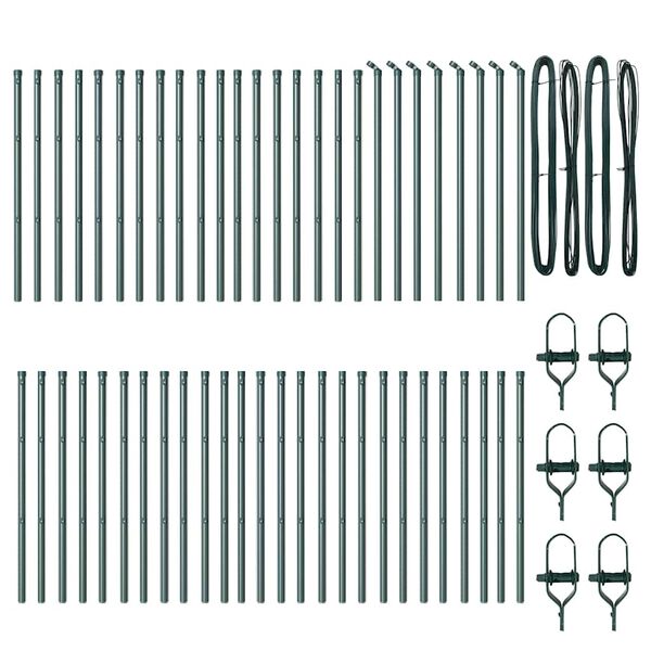 vidaXL Fence Post Other 52 pcs Green 1.26 x 1.26 x 47.24 in Steel