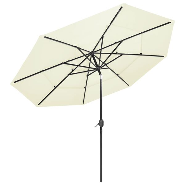 vidaXL Parasol Sand Polyester, Aluminum Large Collapsible Parasol