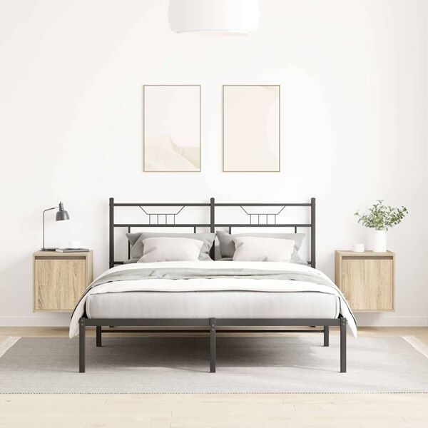 vidaXL Wall-mounted Bedside Cabinet Set of 2 Sonoma Oak Engineered wood