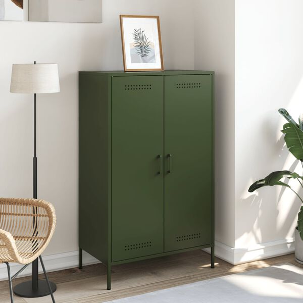 vidaXL Highboard Olive Green Steel Large Highboard Rectangular