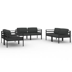 vidaXL Garden Lounge Set Anthracite Aluminum, Polyester Large