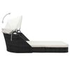 vidaXL Sun Lounger Black and Cream White PE Rattan and Powder-Coated Steel