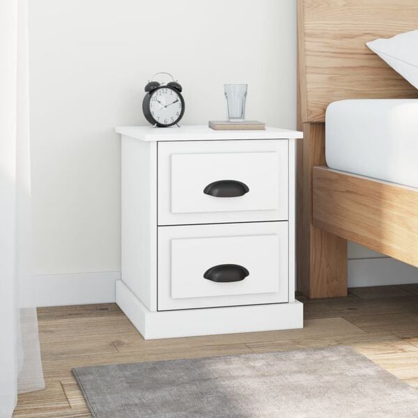 vidaXL Bedside Cabinet White Engineered wood Small Bedside Cabinet