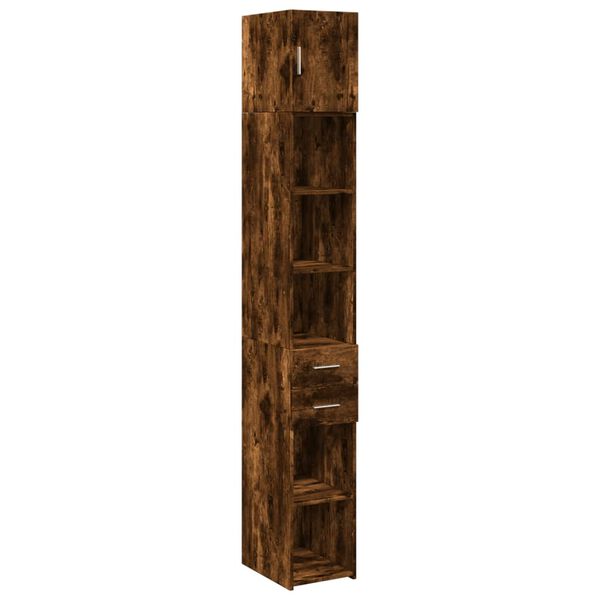 vidaXL Slim Storage Cabinet Smoked Oak Engineered Wood Slim
