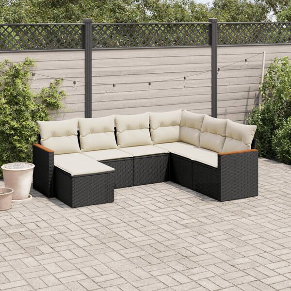 vidaXL Garden Sofa Set Black PE rattan, powder-coated steel Large
