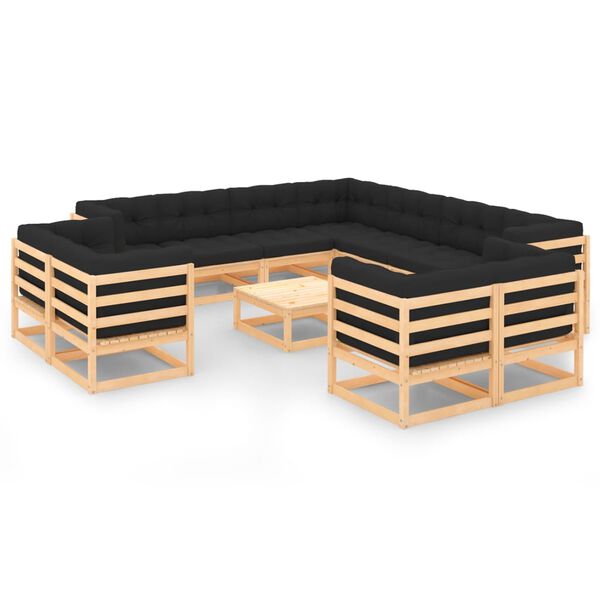 vidaXL Garden Lounge Set Anthracite Solid pine wood, fabric (100% polyester)