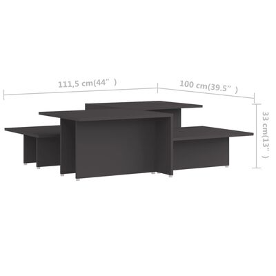 vidaXL Coffee Tables 2 pcs Gray 43.9"x19.7"x13" Engineered Wood