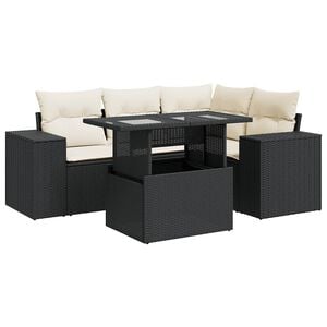 vidaXL Garden Sofa Set Black, Cream white