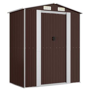 vidaXL Garden Shed Dark Brown Galvanized Steel Large Sliding Components