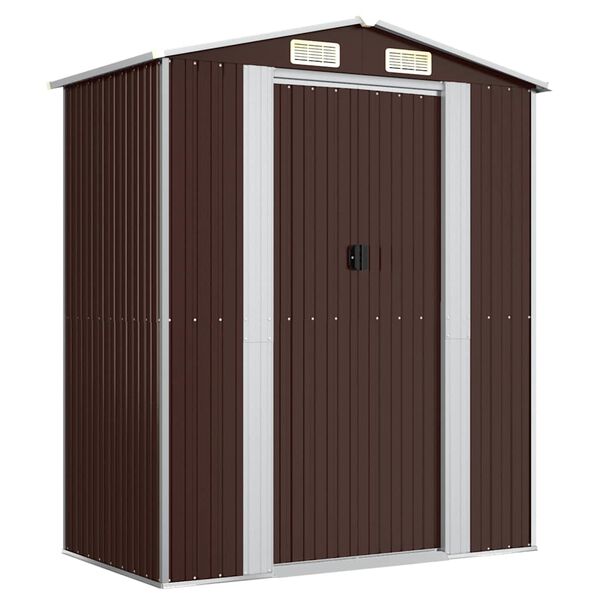 vidaXL Garden Shed Dark Brown Galvanized Steel Large Sliding Components