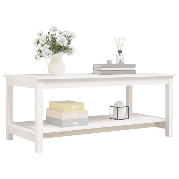 vidaXL Coffee Table White Solid Pine Wood Medium Coffee Table