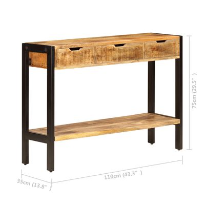 vidaXL Sideboard with 3 Drawers 43.3"x13.8"x29.5" Solid Mango Wood