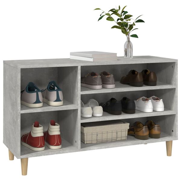 vidaXL Shoe Cabinet Concrete Grey Engineered wood, Solid eucalyptus wood
