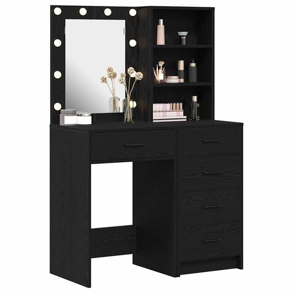 vidaXL Dressing Table 2 pcs Black 50 x 41 x 135 cm Engineered wood