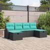 vidaXL Sofa Set with Cushion 6 pcs Black and Turquoise Poly Rattan
