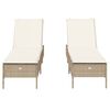 vidaXL Sun Lounger Beige PE Rattan Standard Multi-Position Backrest