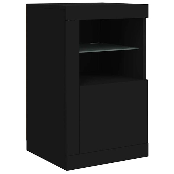 vidaXL Side Cabinet Black Engineered wood, Glass Medium Side Cabinet