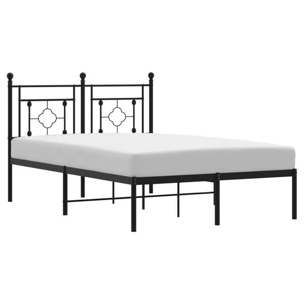 vidaXL Bed Frame Black Powder-Coated Steel Full Bed Frame Rectangular