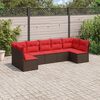 vidaXL 7 Piece Patio Sofa Set with Cushions Brown Poly Rattan