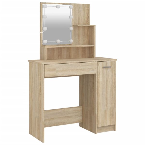 vidaXL Dressing Table Sonoma oak Engineered wood, acrylic Dressing Table