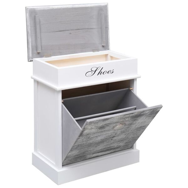 vidaXL Shoe Cabinet Gray Paulownia Wood 19.7x11.0x22.8 in Tiltable