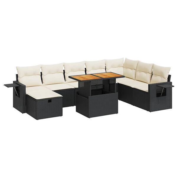 vidaXL Garden Sofa Set Black Poly Rattan Large Modular Garden Sofa Set